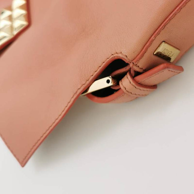 Sold Fendi Baguette Pink Leather with Gold Studded Metal Buckle