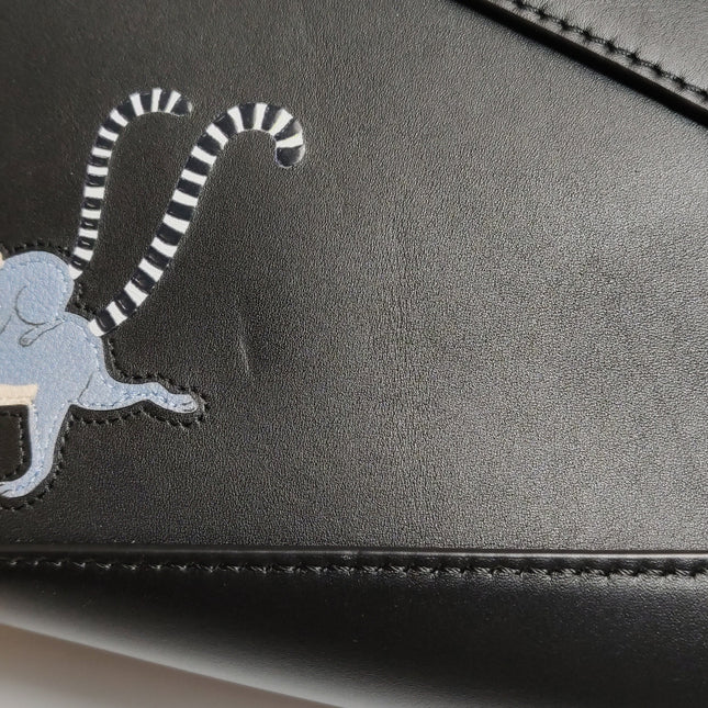 Loewe x Suna Fujita Lemur Puzzle Edge Small Black Leather Crossbody Bag