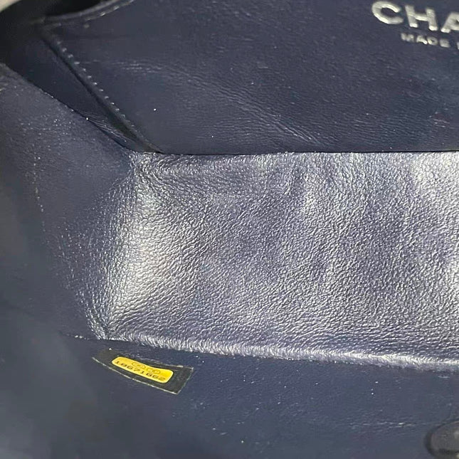 Chanel Classic Flap Mini 2014 Navy Lambskin Leather Silver Hardware