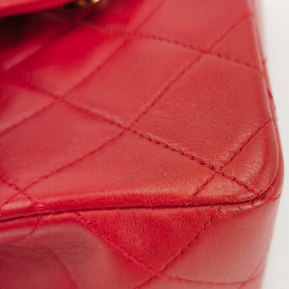 Chanel Vintage Classic Flap Mini Square Red Lambskin 24k Gold HW, 1989-1991