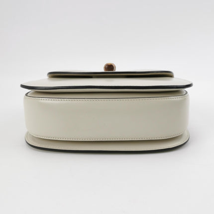 Gucci Bamboo 1947 Top Handle Bag Small White Box Leather Canvas Strap