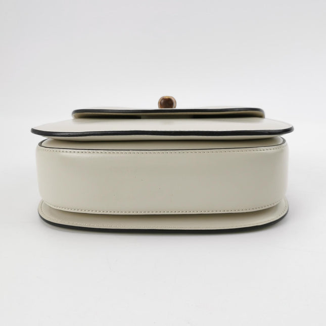Gucci Bamboo 1947 Top Handle Bag Small White Box Leather Canvas Strap