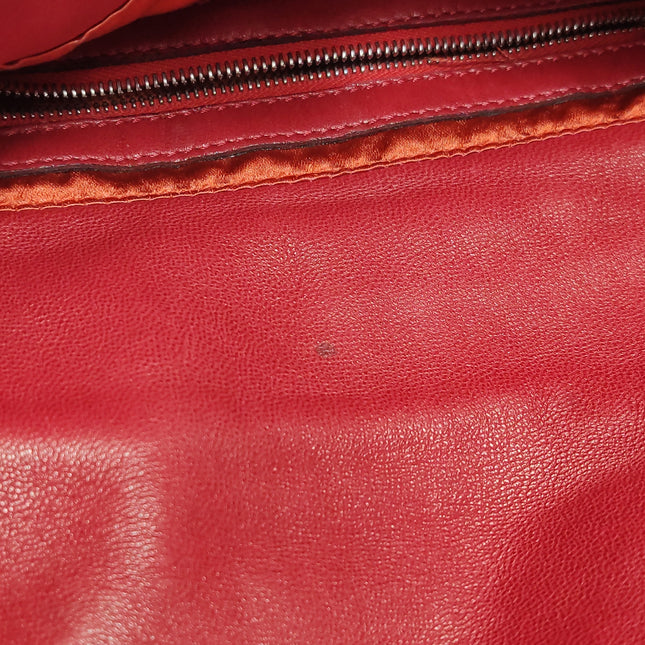 Fendi Mamma Baguette Red Lambskin Leather Silver Hardware