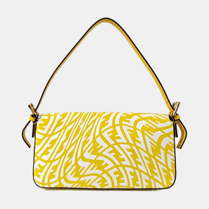 Fendi Baguette 1997 Re-edition Yellow Psychedelic Print Canvas Shoulder Bag