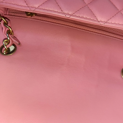 Chanel Classic Flap Rectangular Mini Pink Lambskin Leather Gold Hardware