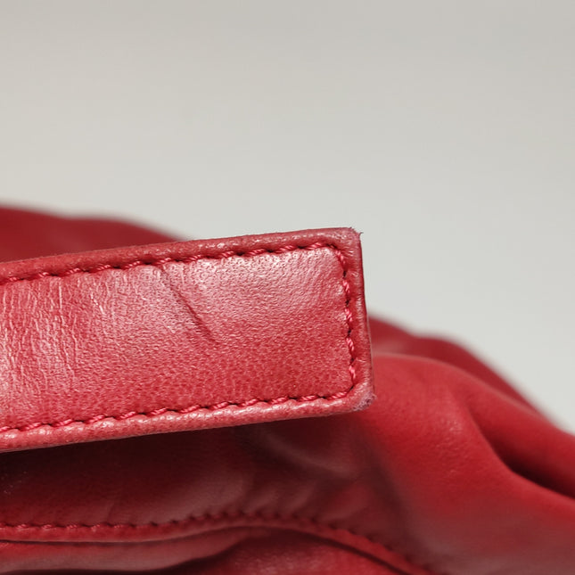 Fendi Mamma Baguette Red Lambskin Leather Silver Hardware