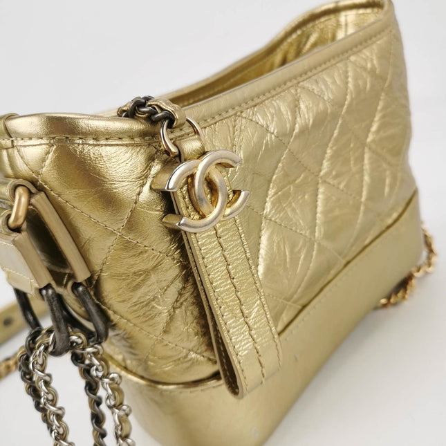 Chanel Gabrielle Hobo 2019 Gold Leather Small Crossbody Bag
