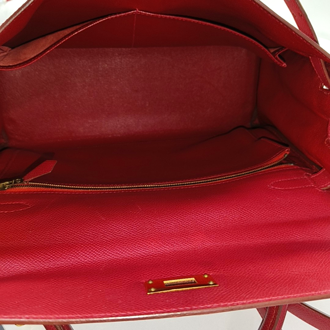 Hermes Kelly 32 Retourne Rouge Vif Red Epsom Leather Gold Hardware 1997