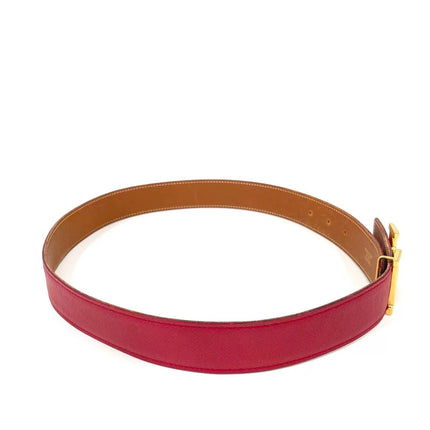 Hermès Constance H Belt Red and Gold Clemence Leather Size 70