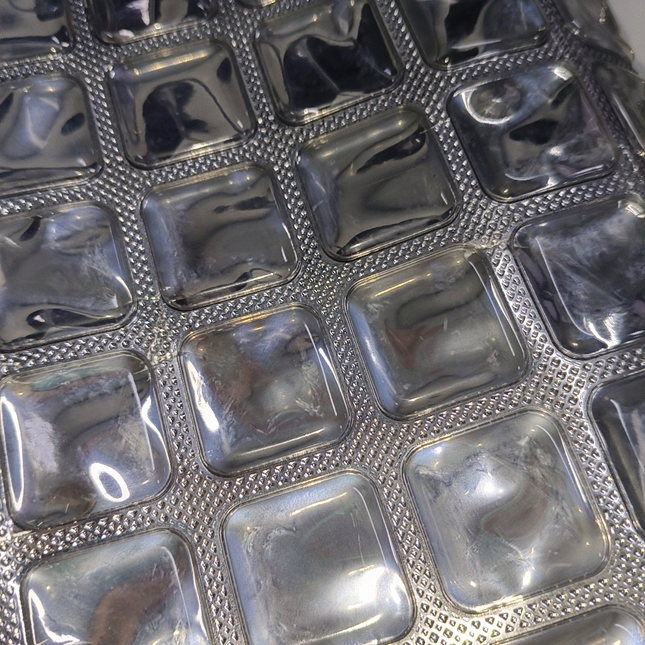 Chanel Ice Cube Chocolate Bar Classic Flap Metallic Silver PVC with Leather