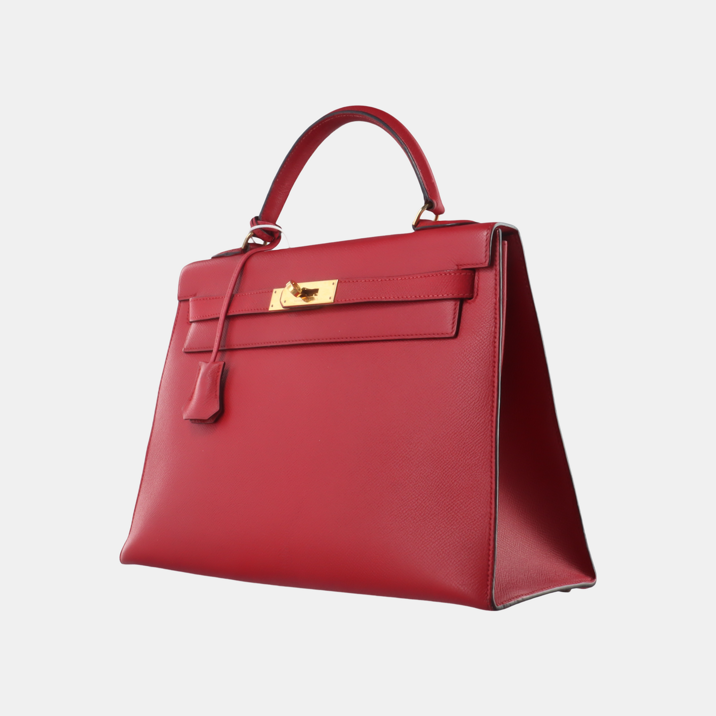 Hermes Kelly 32 Sellier Red Epsom Leather Gold HW Circle S Stamp 1989