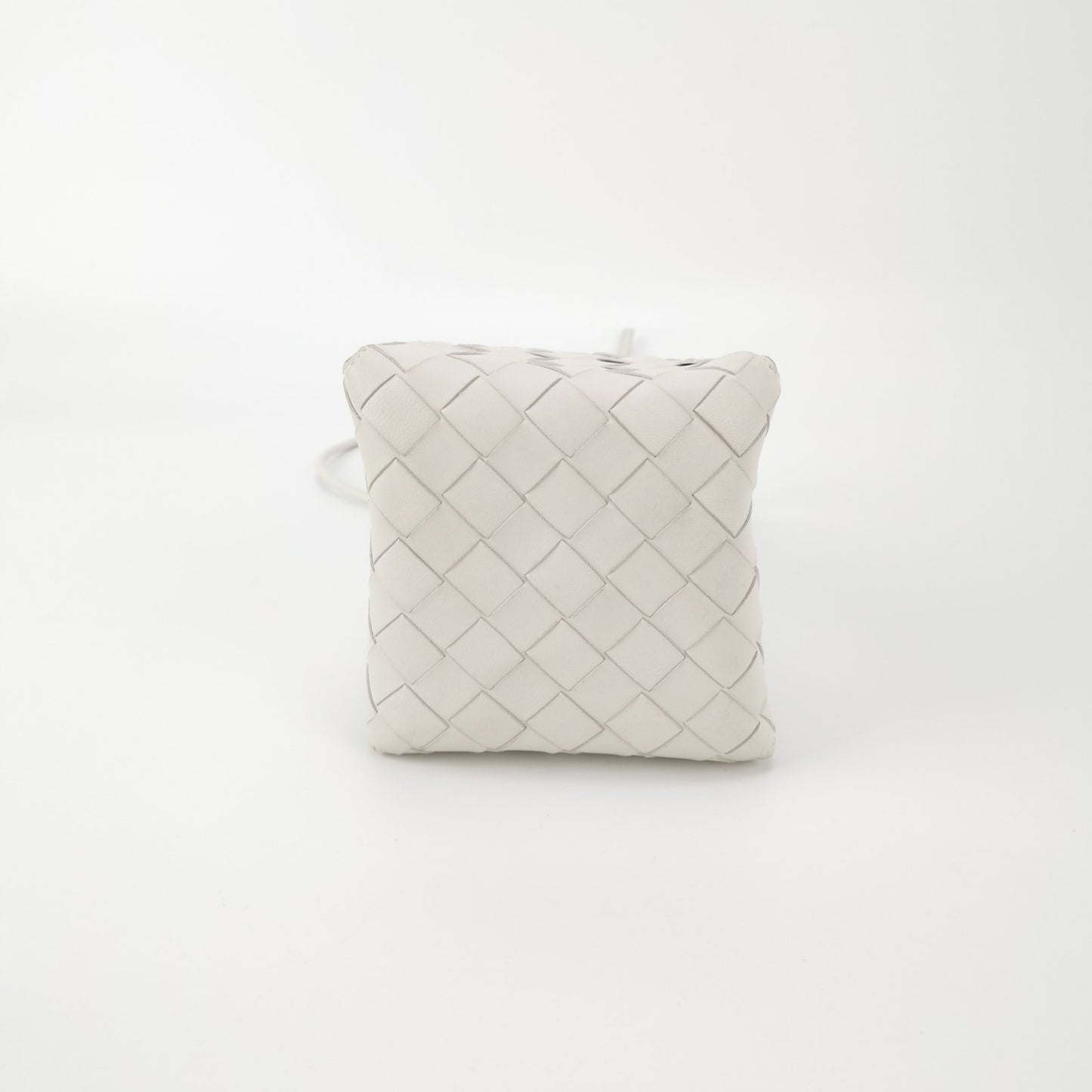 Bottega Veneta White Intrecciato The Mini Knot Shoulder Bag