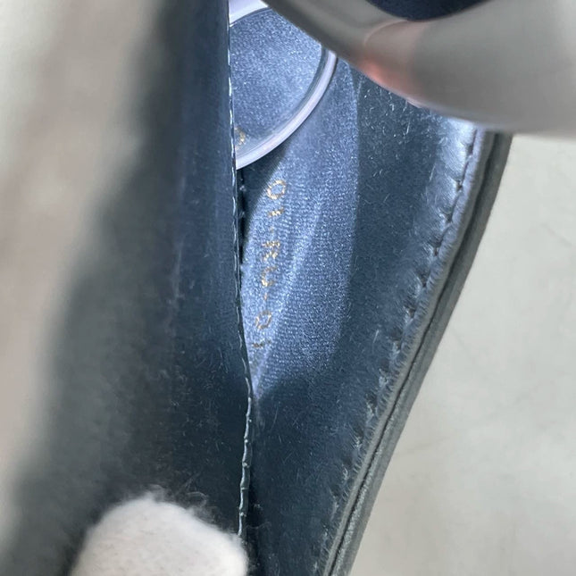 Sold Dior Saddle Mini Silk Blue Grey with Crystal Embedded Buckles