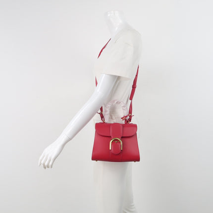 Delvaux Brilliant Mini Red Calfskin Leather Top Handle Crossbody Bag