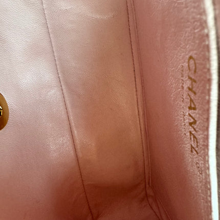 Chanel Classic Flap Medium Happy Stitch Pink Leather with Contrast White Trim
