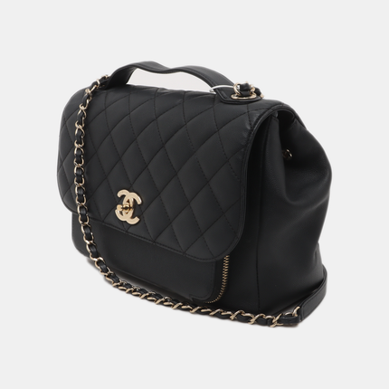 Chanel Business Affinity Large Black Caviar Leather Top Handle Crossbody Bag