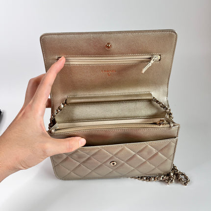 Sold Chanel Wallet On Chains WOC Timeless/ Classic Gold Caviar Leather
