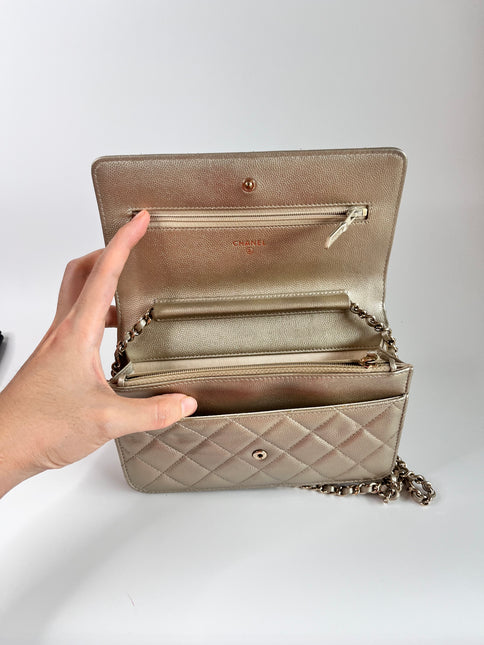 Sold Chanel Wallet On Chains WOC Timeless/ Classic Gold Caviar Leather