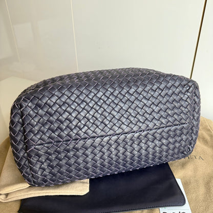 Bottega Veneta Cabat Small Intreccio Leather Tote Bag Navy