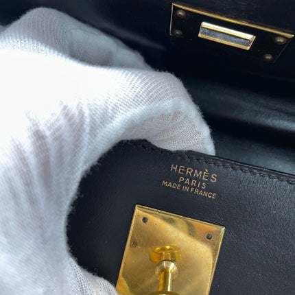 Hermes Kelly 32 Sellier Dark Chocolate Brown Box Leather Gold Hardware 1988