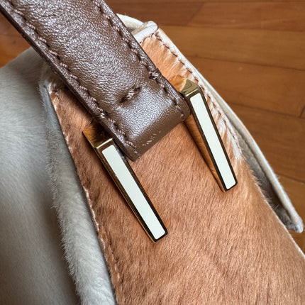Fendi Mamma Baguette Large Pony hair in Cow Print Natural Color