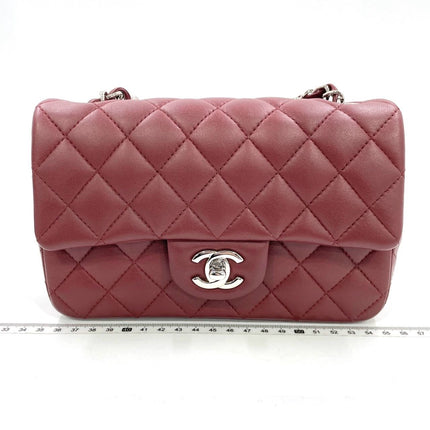 Chanel Classic Flap Rectangular Mini Burgundy Lambskin Silver HW, 2019-Luxbags
