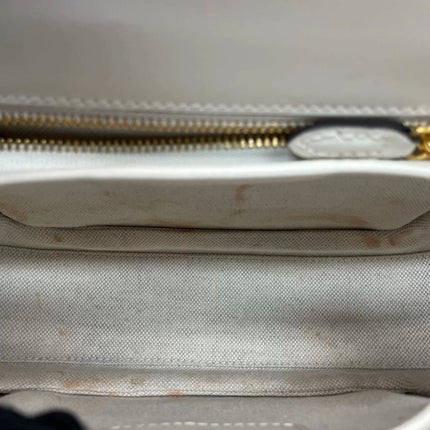 Gucci Bamboo 1947 Top Handle Bag Small White Box Leather Canvas Strap
