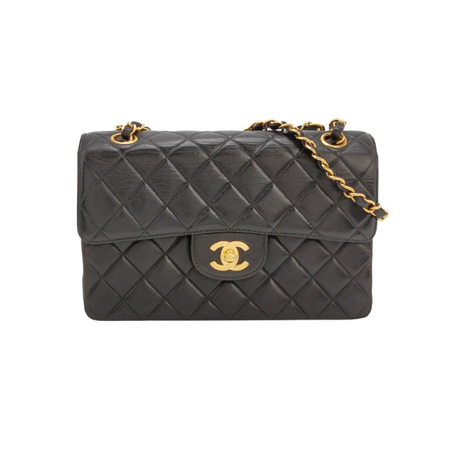 Chanel Double Sided Small Classic Flap Black Lambskin Leather 24k Gold Hardware, 1996-1997
