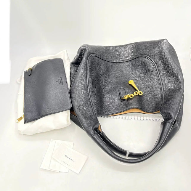 Gucci Softbit Maxi Shoulder Bag Black Calfskin Leather