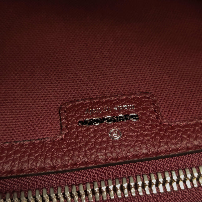 Gucci Jackie 1961 Burgundy Large Pebbled Leather Shoulder Bag with Strap