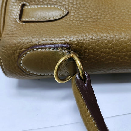 Hermes Kelly 32 Retourne Biscuit Brown Clemence Leather Gold Hardware Double Ring