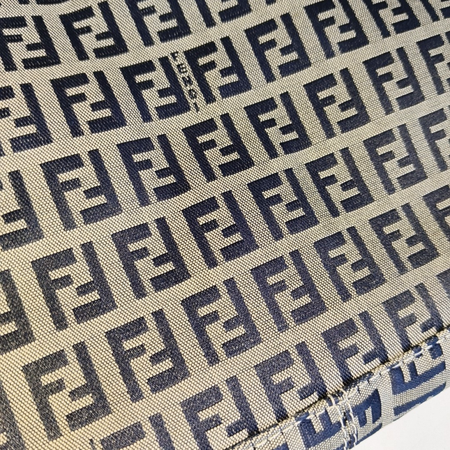 Sold Fendi Baguette Navy Zucchino Print Monogram