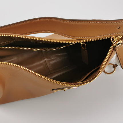 Prada Aimée Tan Brown Medium Calfskin Leather Shoulder Bag