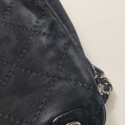 Chanel Nubuck Suede Darjeeling Flap Bag Ultimate Stitch Black Jumbo Bag