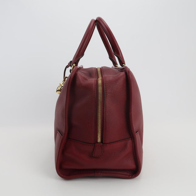 Loewe Amazona 36 Medium Burgundy Leather Dragon Lock Gold-tone Hardware