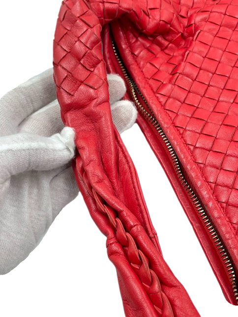 Sold Bottega Veneta Intrecciato Hobo Bag in Red leather Large
