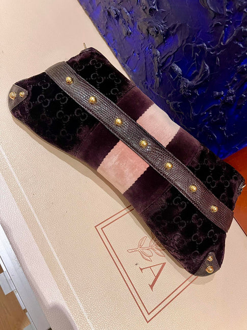 Sold Gucci Horsebit 1955 Large Velvet Purple Shoulder Bag