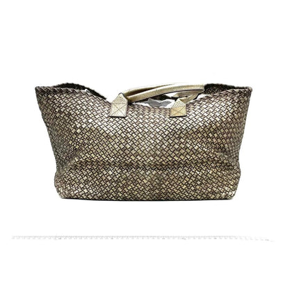 Bottega Veneta Cabat Large Intreccio Deerskin Leather Tote Bag Gold