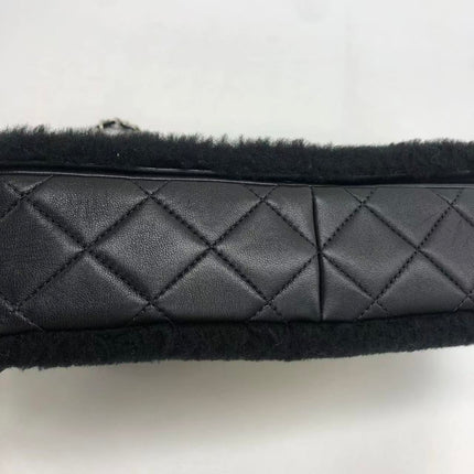 Chanel Medium Flap Bag Shearling and Leather Pop Art N.5 Silver Hardware