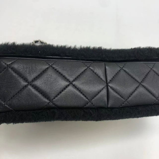 Chanel Medium Flap Bag Shearling and Leather Pop Art N.5 Silver Hardware
