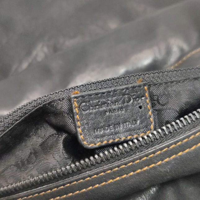 Dior Vintage Gaucho Large Black Leather Crossbody Bag