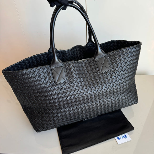 Sold Bottega Veneta Cabat Large Intreccio Leather Tote Bag Black 40cm