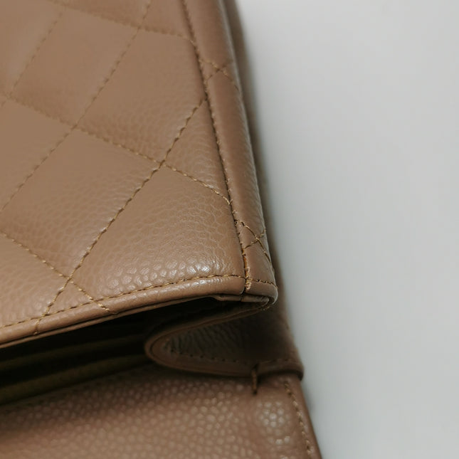 Chanel Classic Flap Jumbo 2009 Coffee Brown Caviar Leather Single Flap Silver Hardware