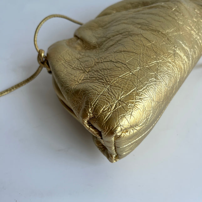 Bottega Veneta Pouch Mini Gold Lambskin Leather Crossbody Bag