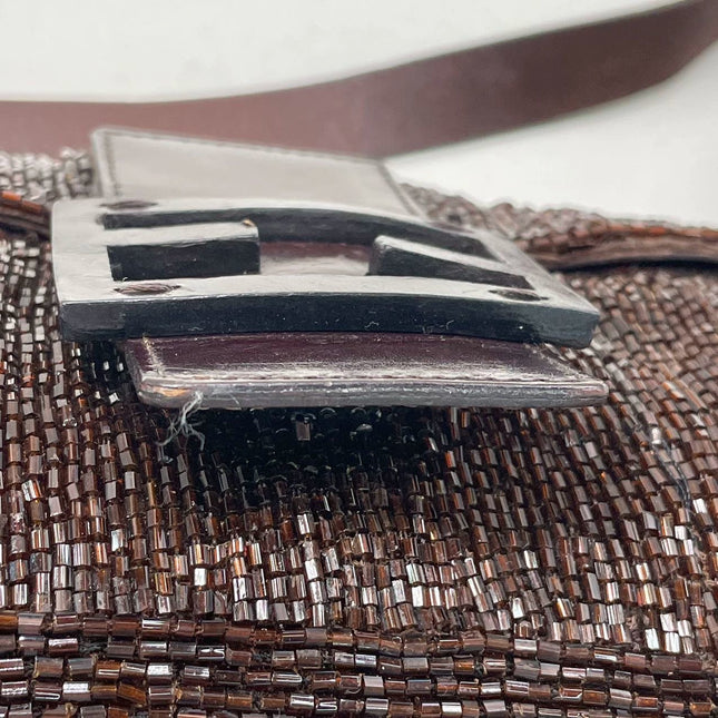 Sold Fendi Baguette Vintage Dark Chocolate Brown Glitter Beads