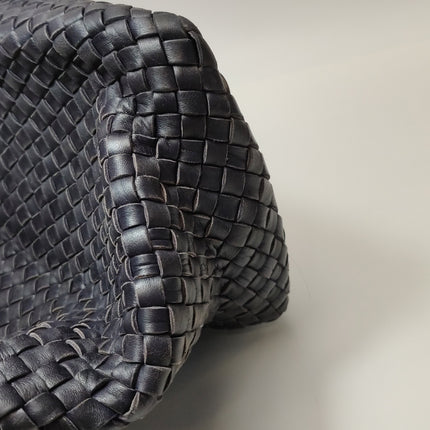 Bottega Veneta Cabat MM Intreccio Leather Tote Bag Navy 40cm