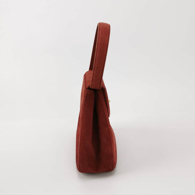 Chanel Kelly Mini 1997 -1999 Red Suede Leather Top Handle Bag