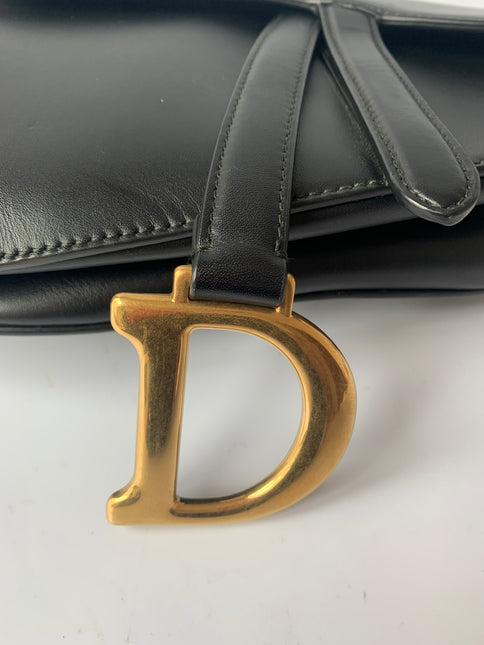 Sold Dior Saddle Medium leather Black Smooth Leather
