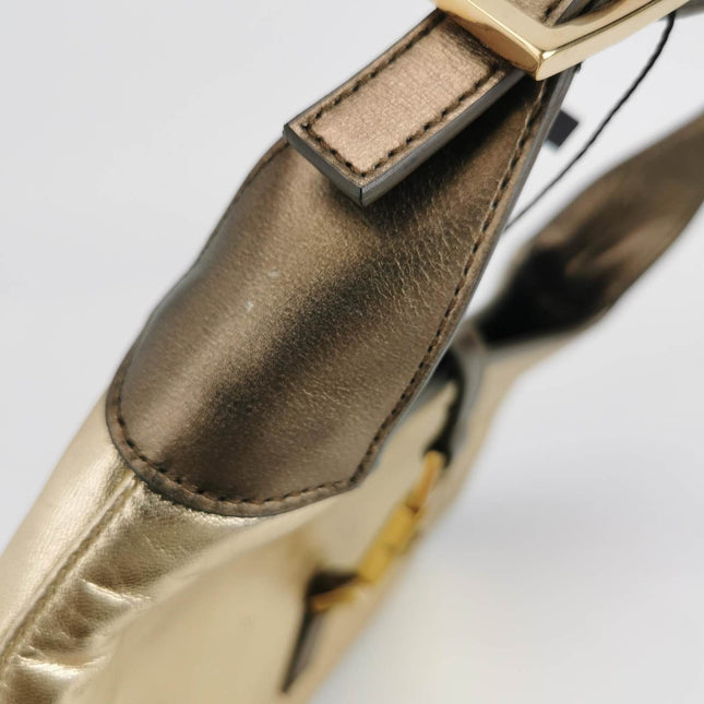 Gucci Jackie Vintage Mini Gold Lambskin Leather Brown Calfskin Leather