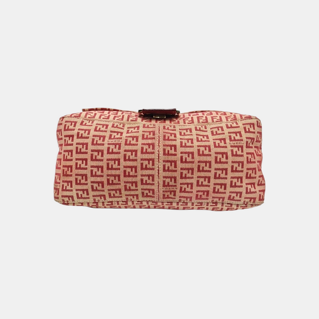 Fendi Mamma Baguette Red Classic Zucchino Monogram Shoulder Bag